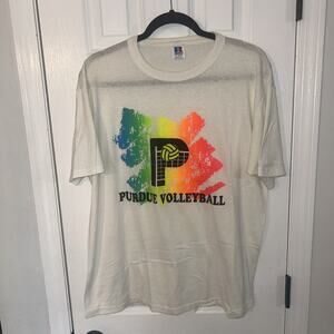Vintage Purdue Volleyball XL Off White Russell Athletic T Shirt Single Stitch